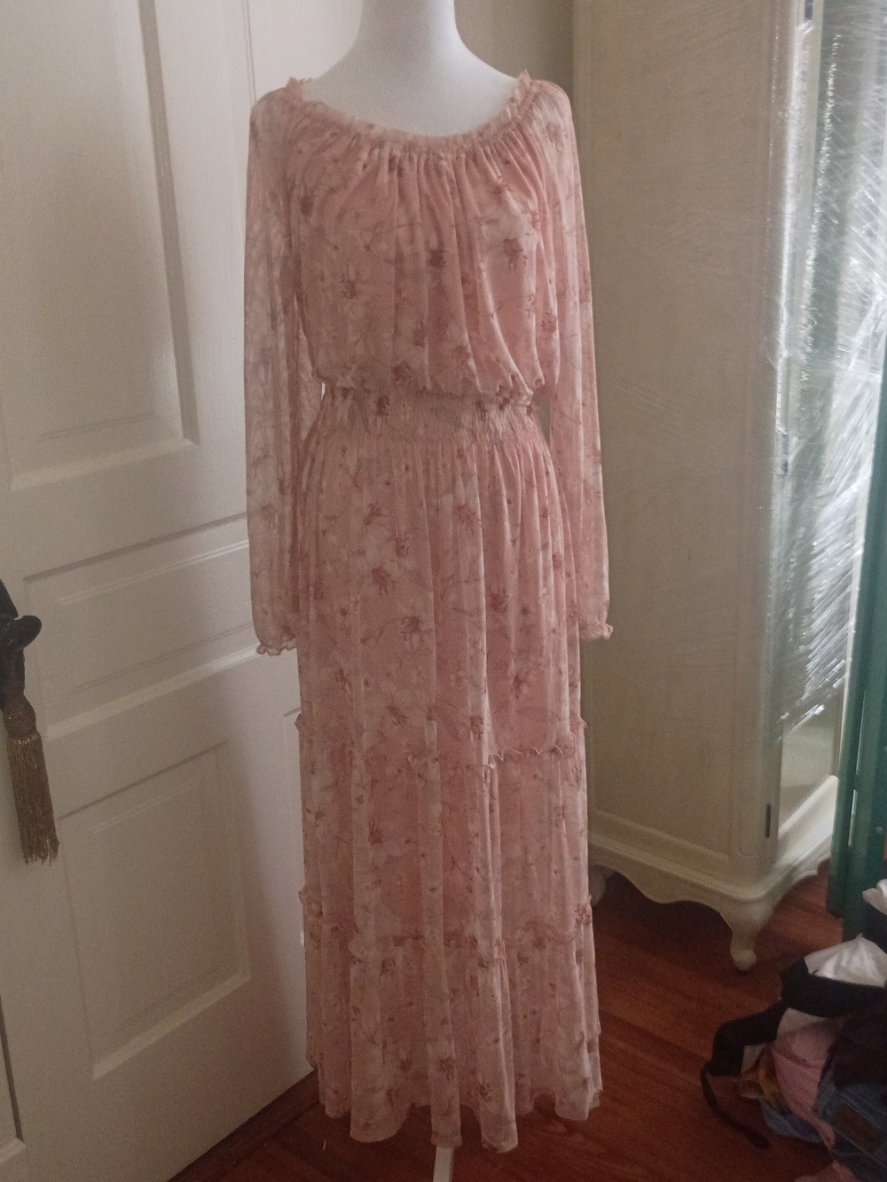 Kate And Lily Blush Pink Floral  Maxi Dress
